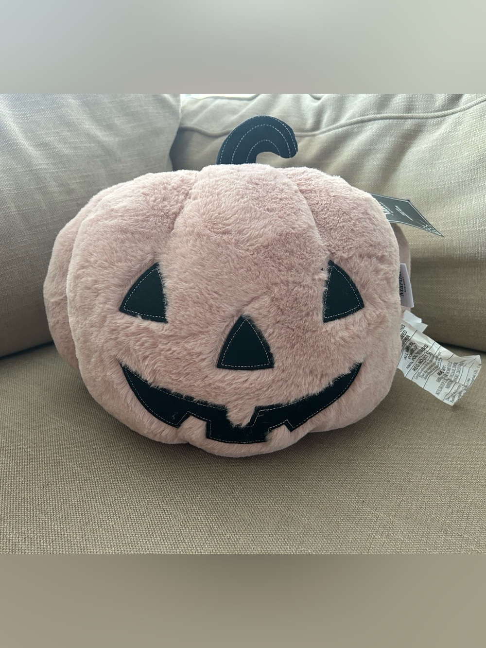 “New” Martha Stewart Plush Pink Pumpkin Jack-o-lantern Halloween Pillow